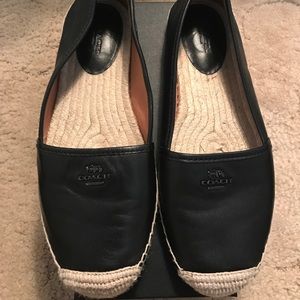 Coach espadrilles- black leather w/ gunmetal logo