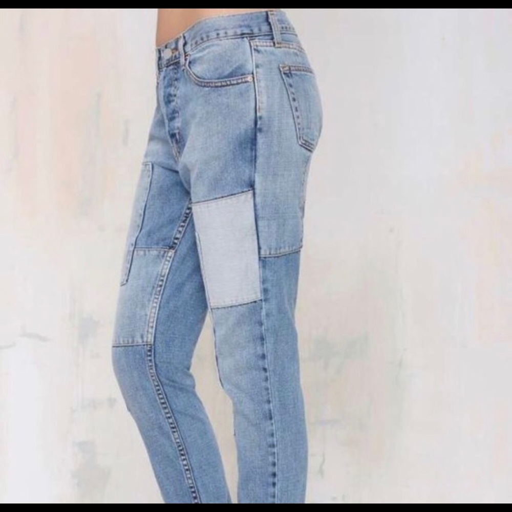 Nasty Gal patchwork boyfriend jean