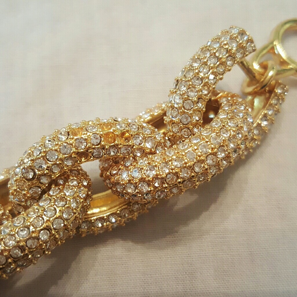 J Crew gold and rhinestone pave bracelet - Picture 5 of 5