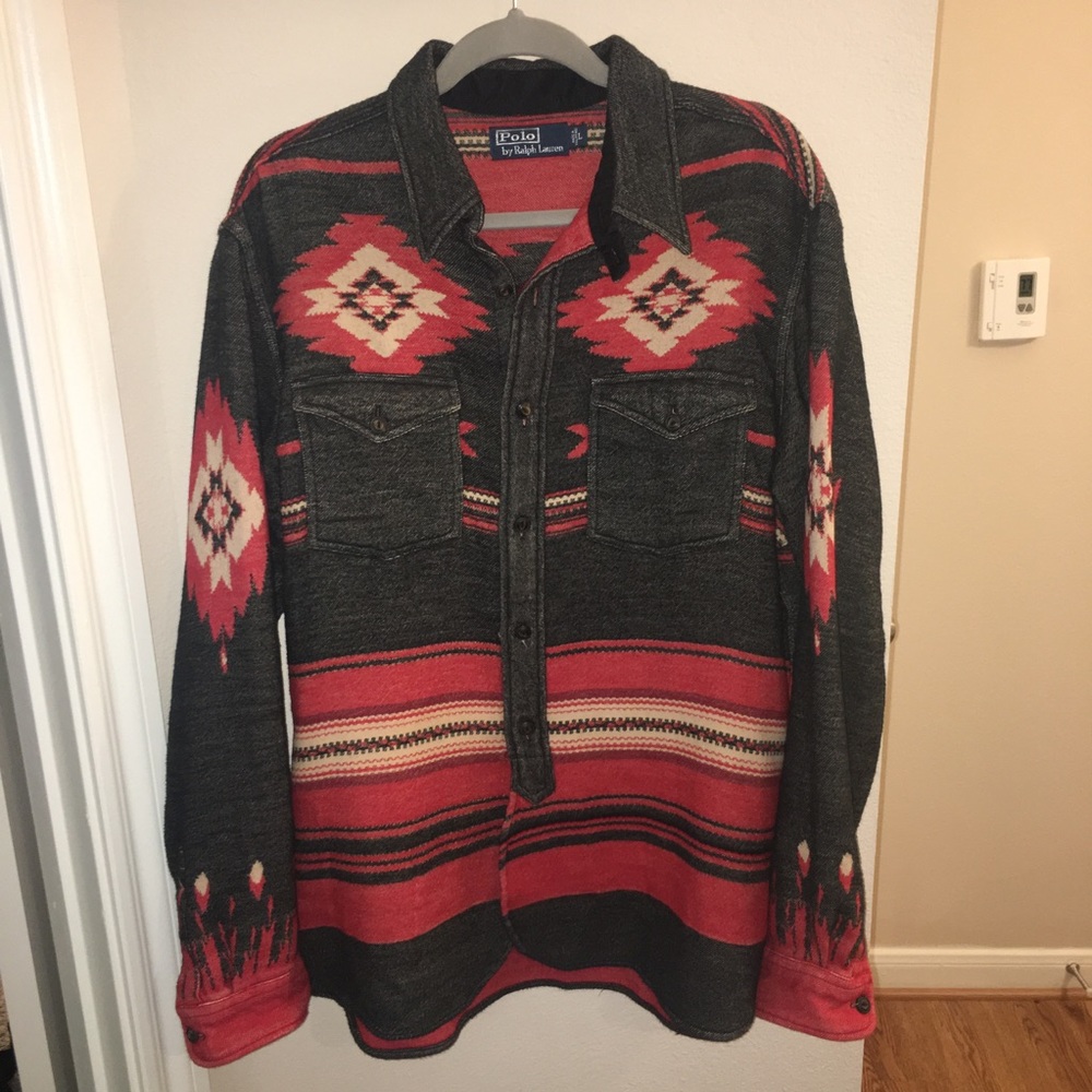 Polo Ralph Lauren Red and Gray Printed Button up