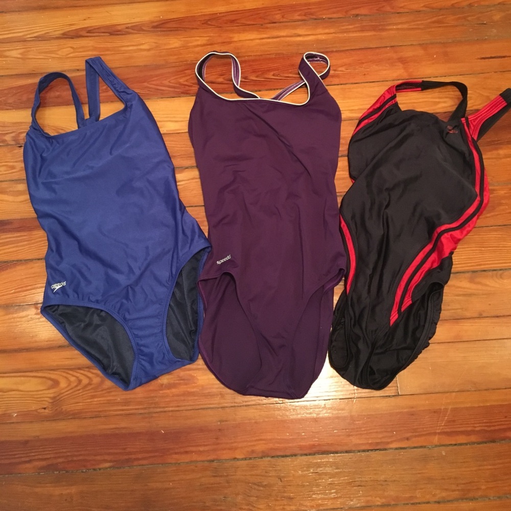 Lot of 3 Speedo Women One Piece Swimsuits Size 12