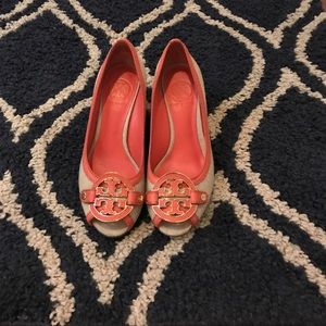 Tory butch peep toe wedges