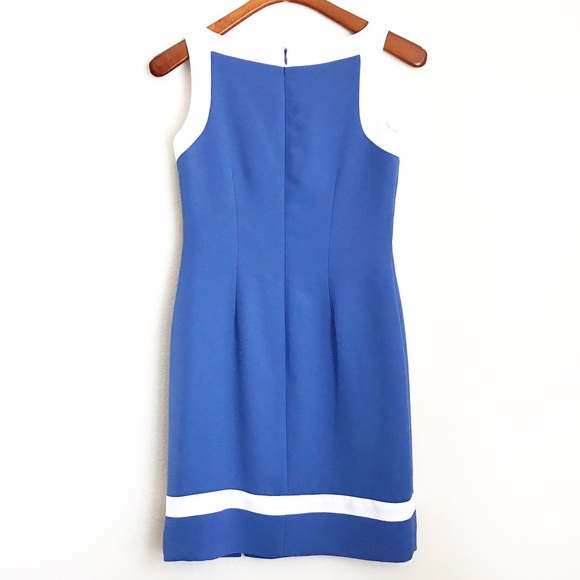 SOLD Vintage Amanda Smith Blue/White Sheath Dress - Picture 2 of 3