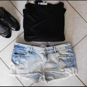 Low Rise Distressed Denim Cutoff Shorts