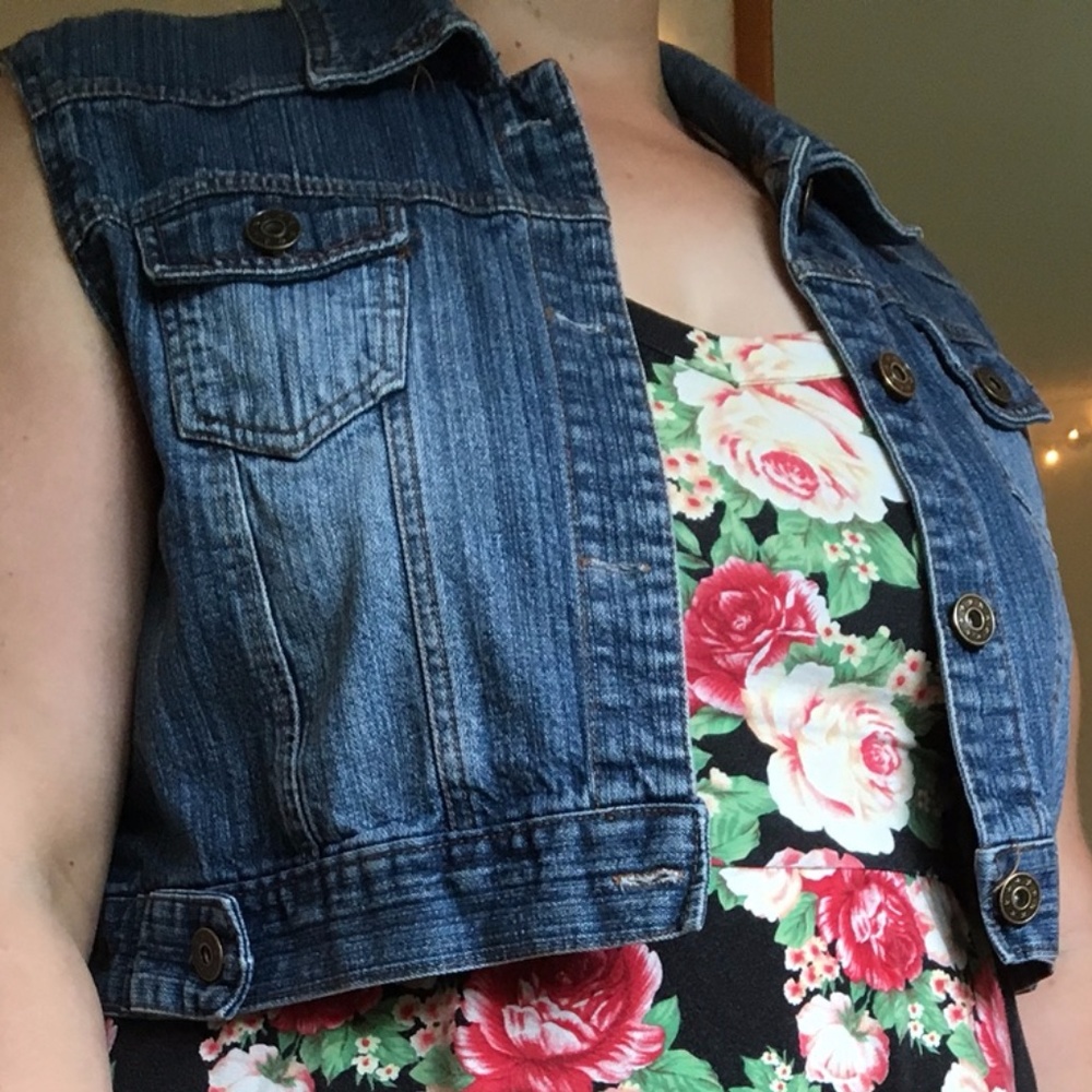 plus crop denim vest