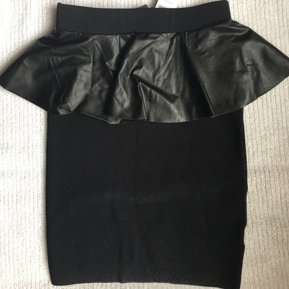 Bebe faux leather peplum pencil skirt