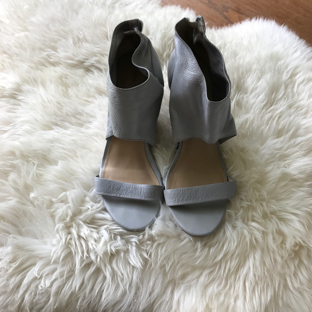 Sole Society Open Toe Gray Wedge Bootie