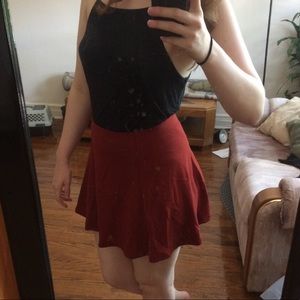 Rust Orange Red Skater Skirt | size L