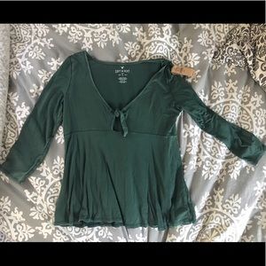 American eagle green tie front top
