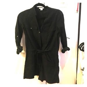 Helmut Lang romper, brown necklace, theory dress