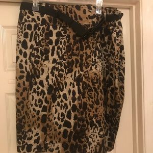 Safari Print Belted Skirt