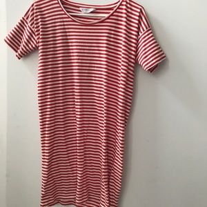 Everlane Red Cotton Striped Tee Dress (XXS)