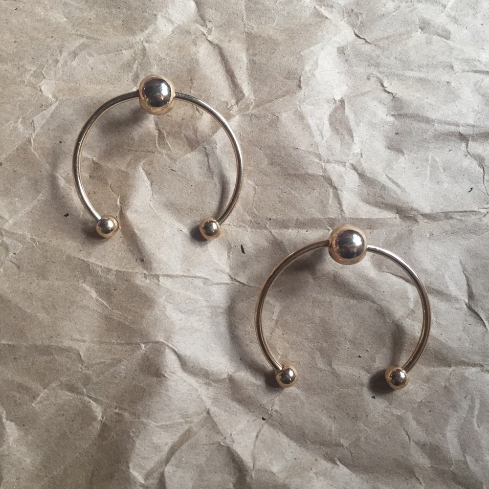 gold open hoop post earrings