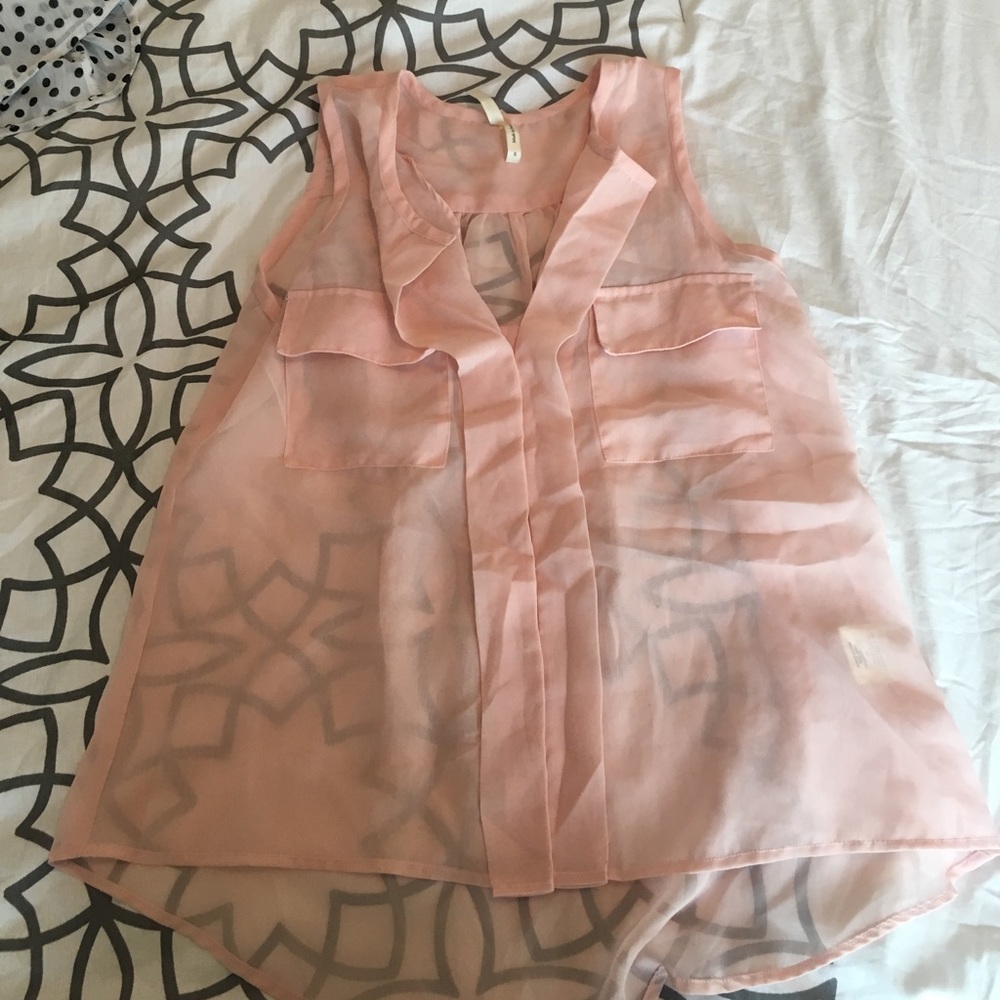 transparent peach blouse