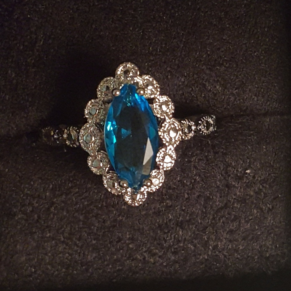 Aqua Colored and Silver ring