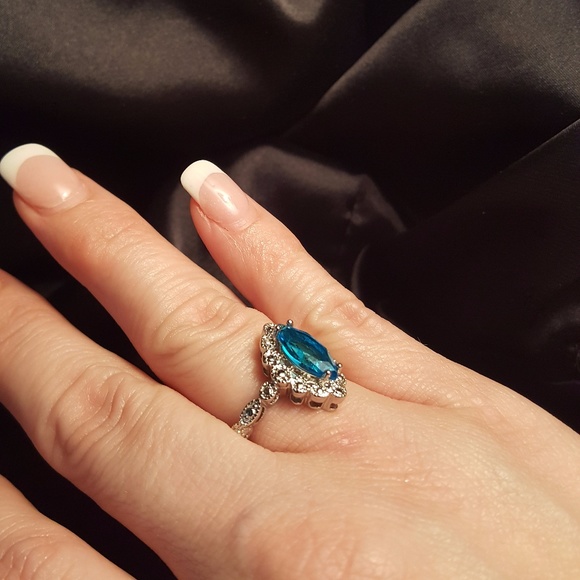 Aqua Colored and Silver ring - Picture 2 of 4