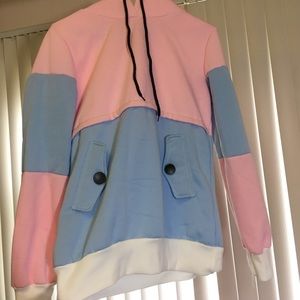 Light blue and pink 90s style sweater