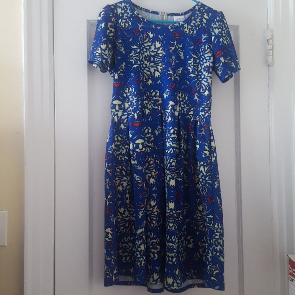 Lularoe blue floral Amelia dress