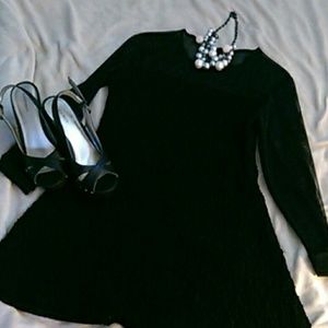 Black long sleeve cocktail dress