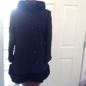 Vintage wool & sheared beaver trimmed coat
