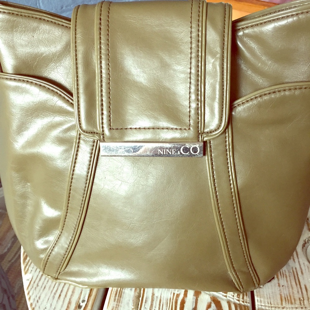 Nine & Co olive vegan bag