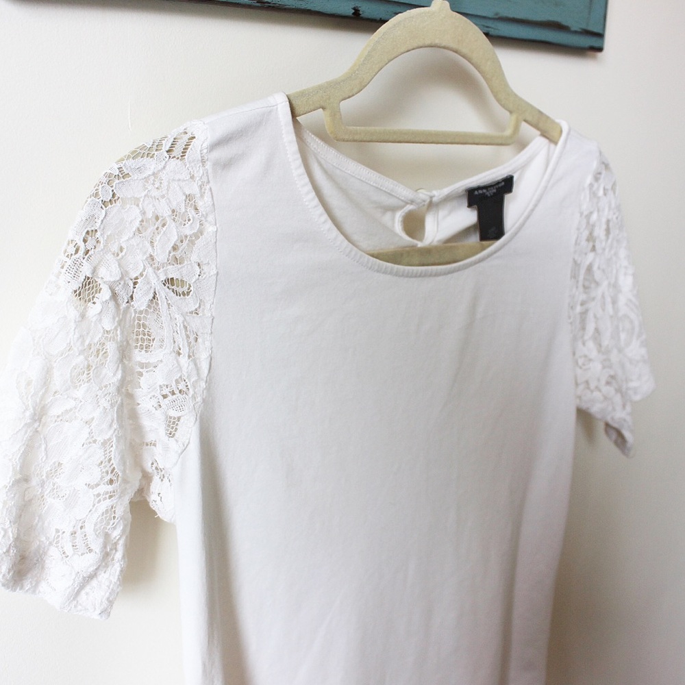 Ann Taylor Cream Lace Tee