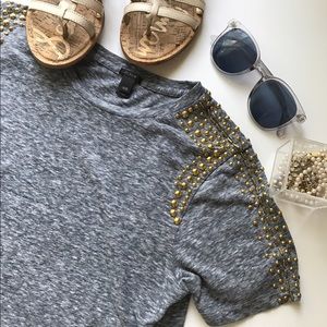 Jcrew embellished/beaded shoulder tshirt