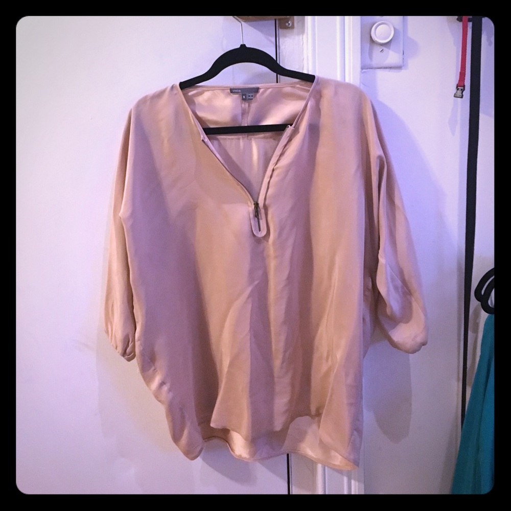 Great pink vince silk blouse with zipper