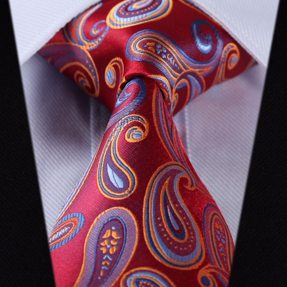Red Paisley Silk Tie Set (Tie/Hanky)