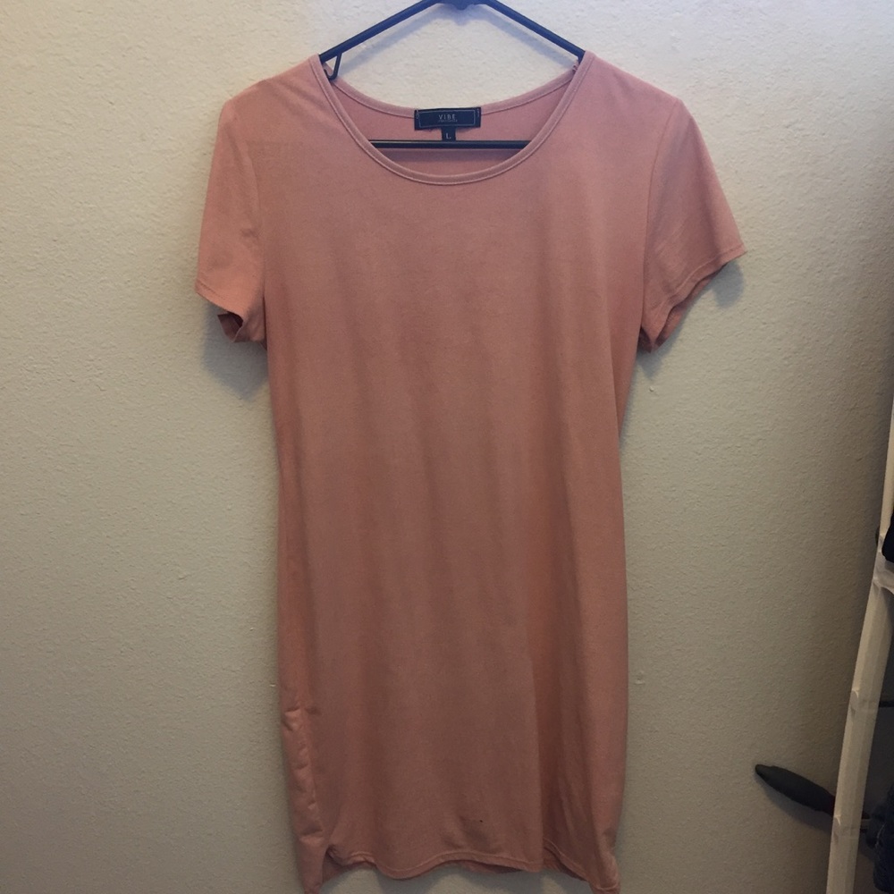 Blush Velvet TShirt Dress