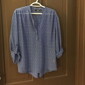 Semi-Sheer Rolled Sleeve Breezy Top - Size Large
