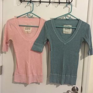 Two Mossimo Supply Co waffle thermal shirts