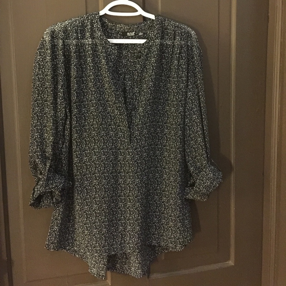 Semi-Sheer Rolled Sleeve Breezy Top - Size Large