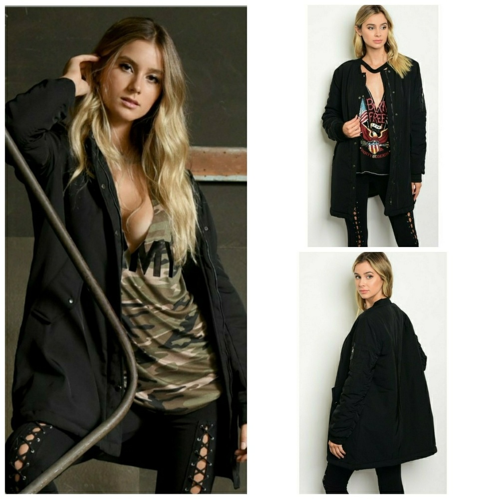 HP||🌟 NEW! Longline Bomber Jacket BLACK