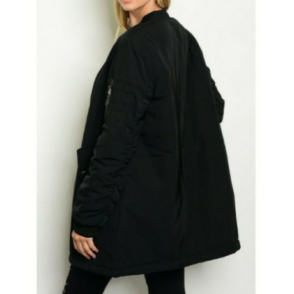 HP||🌟 NEW! Longline Bomber Jacket BLACK - Picture 5 of 5