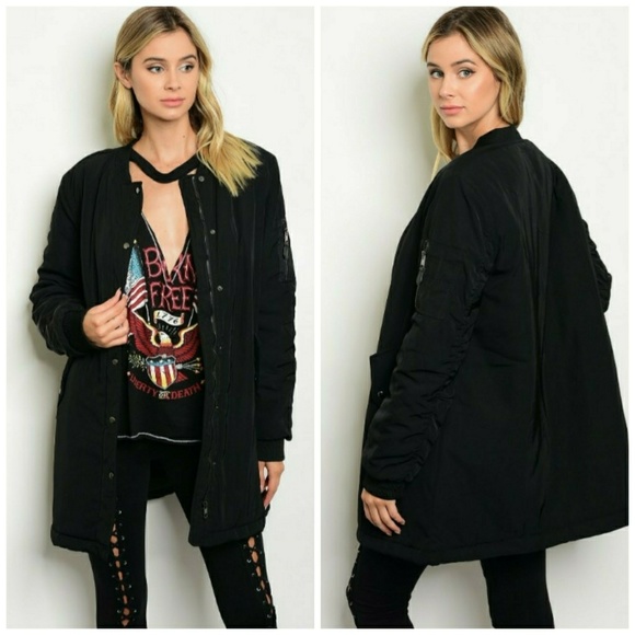 HP||🌟 NEW! Longline Bomber Jacket BLACK - Picture 3 of 5