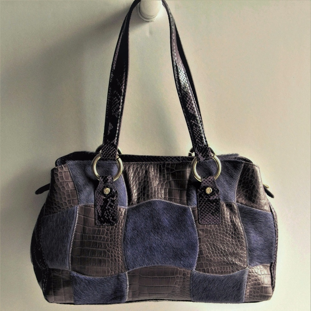 PAOLA DEL LUNGO Purple Patchwork Shoulder Bag