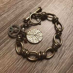 Lucky Brand Peace Sign Charm Bracelet