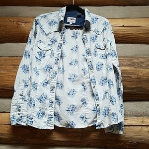Roper western shirt with floral print. EUC