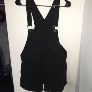 Black overall shorts