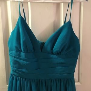 Davids Bridal Spaghetti Strap Deep V Chiffon Dress