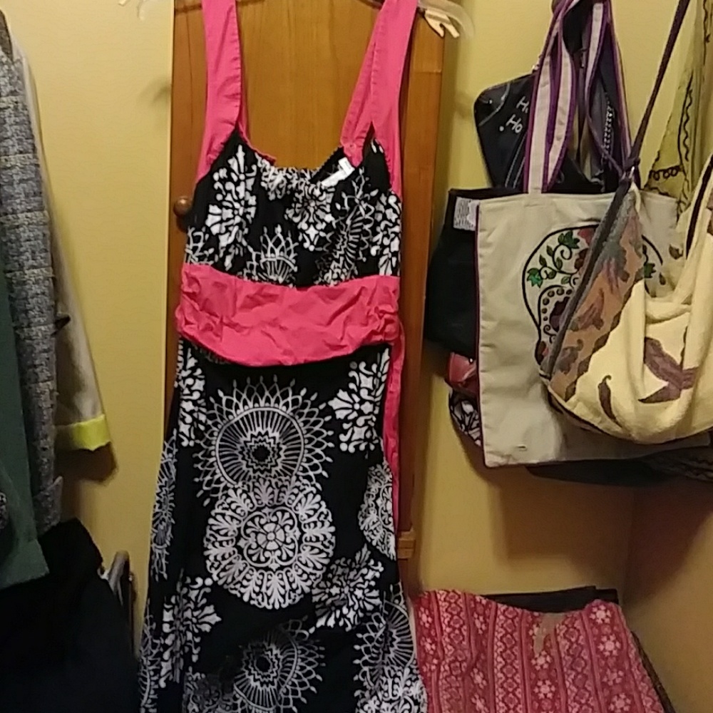 Sun dress with pink sash