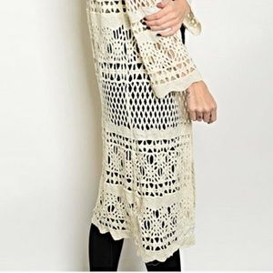 Breeze Ever Sweaters - Boho Chic Long Black Crochet Duster Cardigan Breeze Ever Sweaters - Boho Chic Long Black Crochet Duster Cardigan