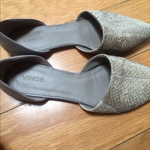 VINCE sz 11 d'orsay slip-on leather flats ITALY
