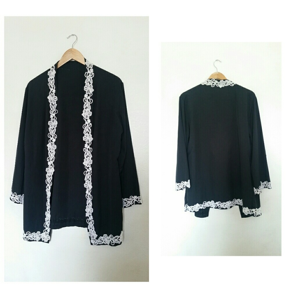 Vintage black kimono cardi top