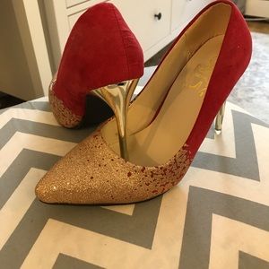Beryl Red and Gold glitter Pumps Size 37