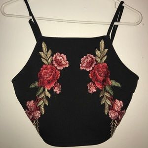Cute rose black crop top!