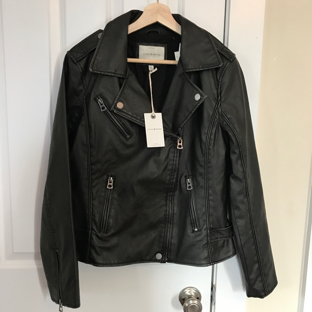 Lucky brand vegan leather motorcycle jacket - Picture 2 of 7