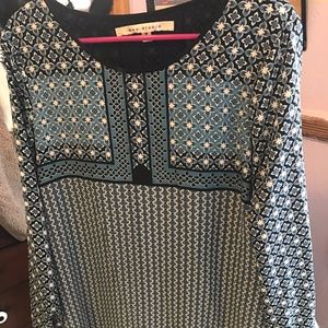 Max Studio blue pattern long sleeve dress Medium