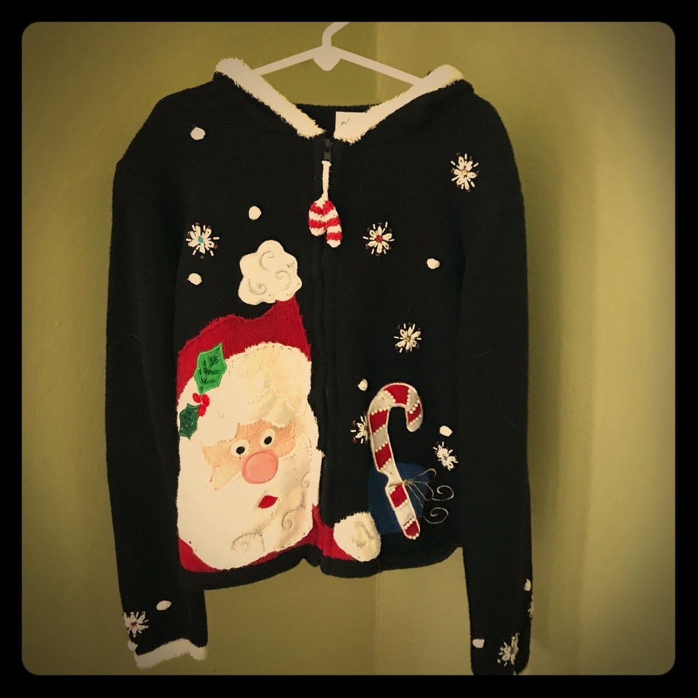 Girls Santa holiday sweater cardigan